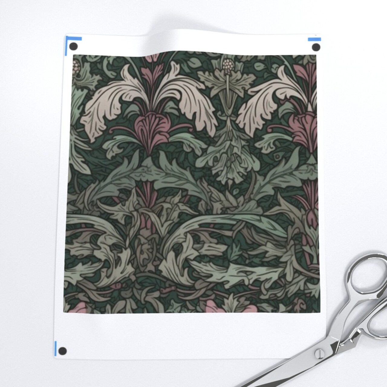 Green Victorian Baroque Rococo Damask Art Nouveau Acanthus Large Scale Classical Floral Botanical Custom Printed Fabric by Spoonflower Various Fabrics by the Yard or Fat Quarter